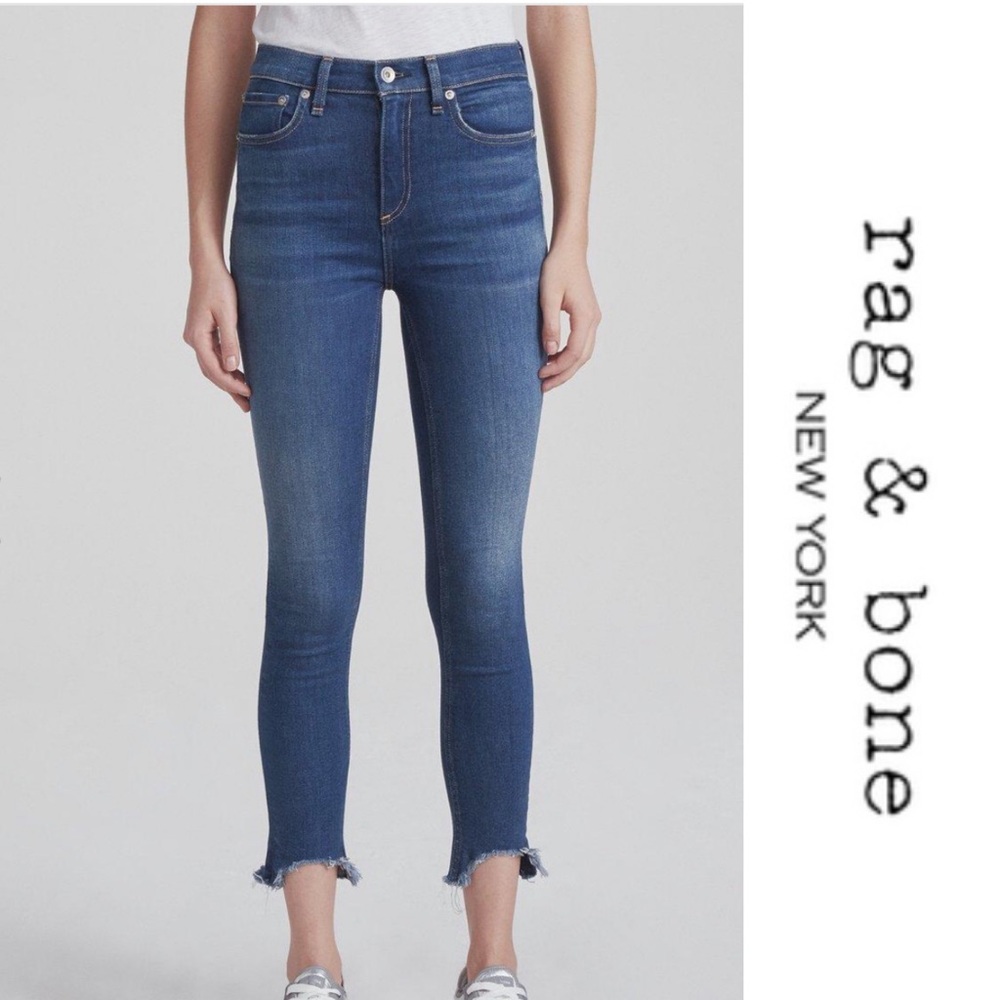 Rag & Bone Blue High Rise Ankle Skinny Jeans